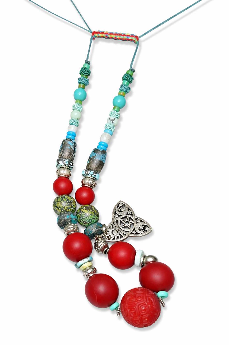 Nanhong Agate and Turquoise Necklace